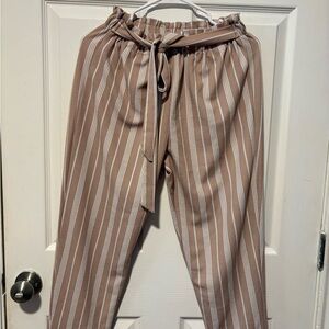 Striped Tan Women's Pantsuit